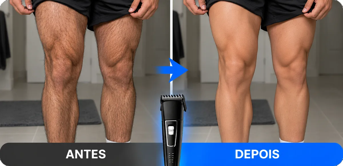 Antes e depois: pernas com pelos antes e lisas depois
